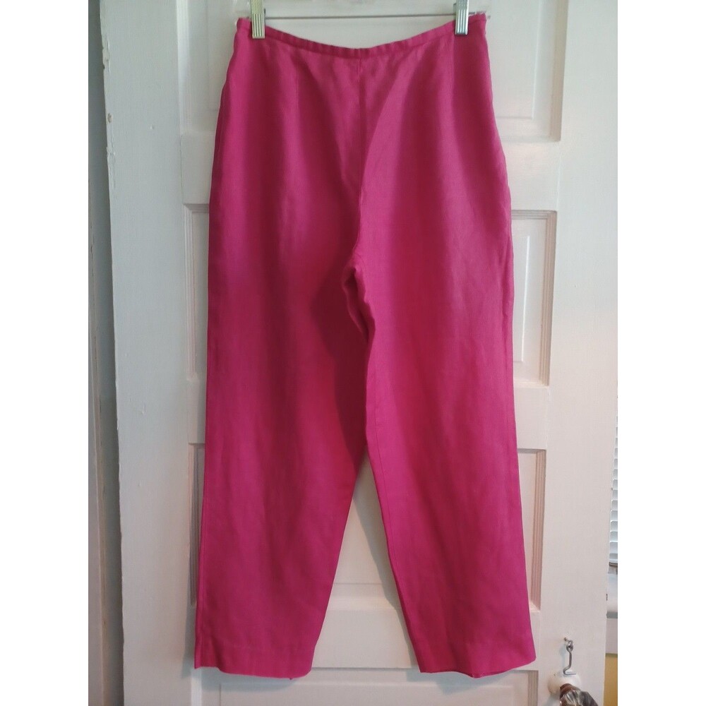 Talbots vintage Irish linen pants hot pink 8 lined classic minimalist ankle crop